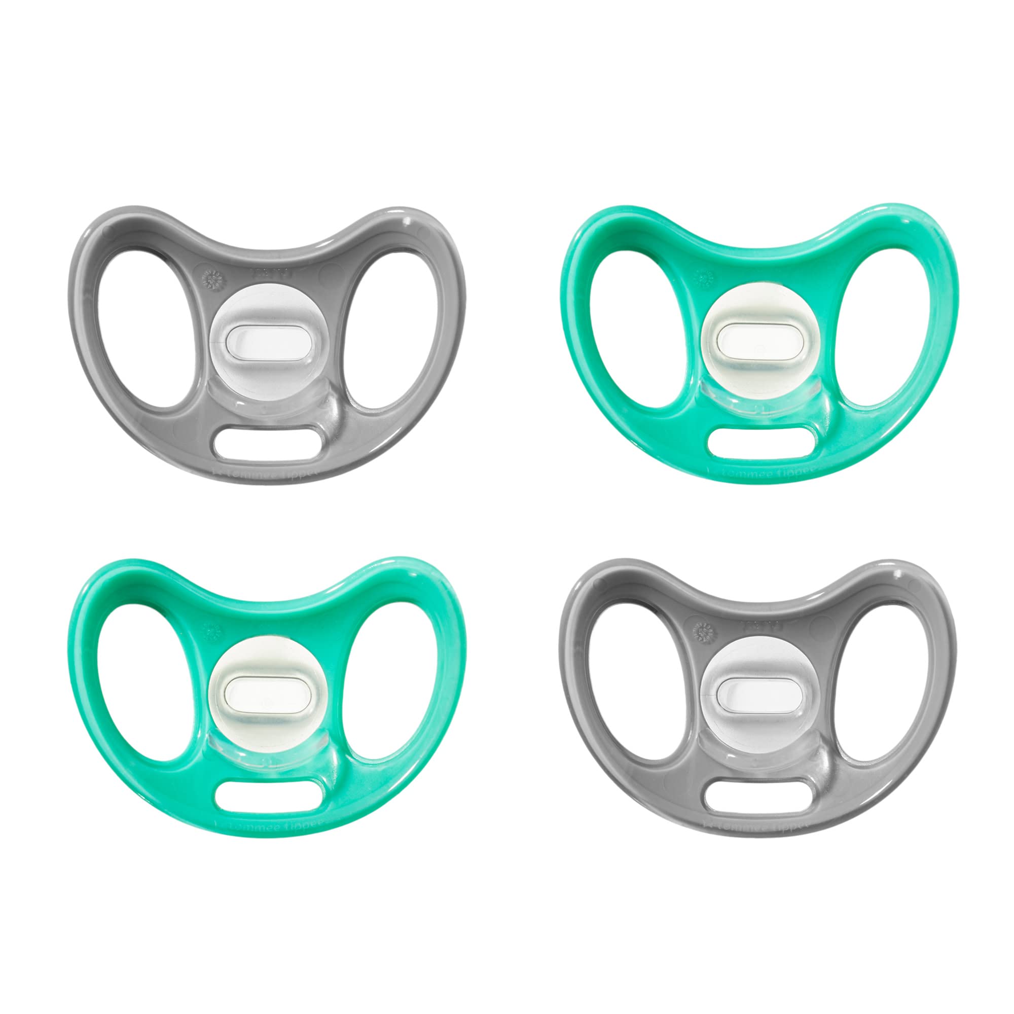 Tommee Tippee Advanced Sensitive Skin Soother, Unique Shield for Less Skin Contact, Symmetrical Orthodontic Design, 0-6m, Pack of 4 Dummies