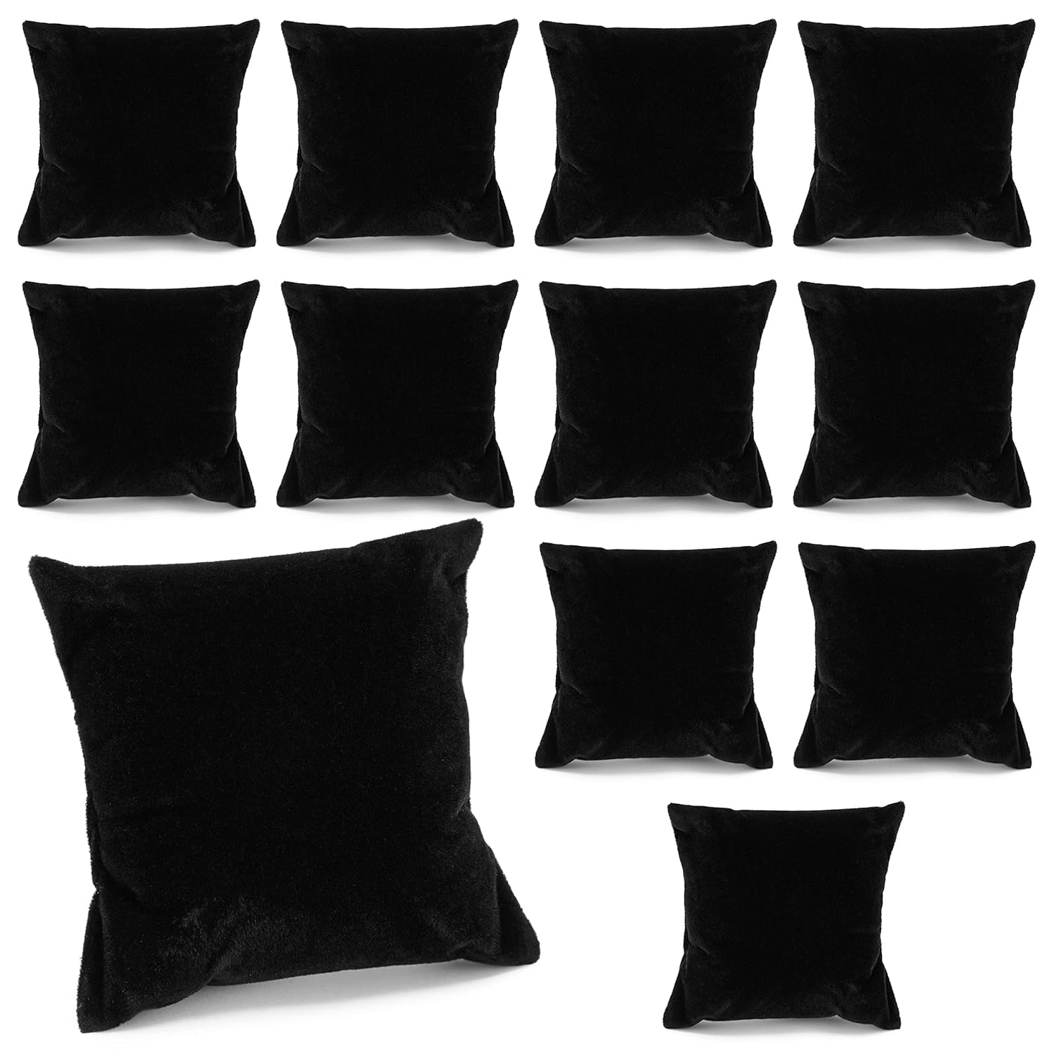 Juvale 12-Pack Bracelet Pillow Display, Velvet Jewellery Display Pillow, Black, 7.6 x 7.6 cm