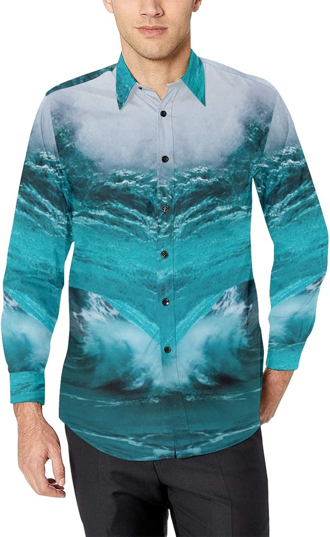 Mens Dress Shirts Funny Button Down Shirts for Men Amazing Perfect Wave