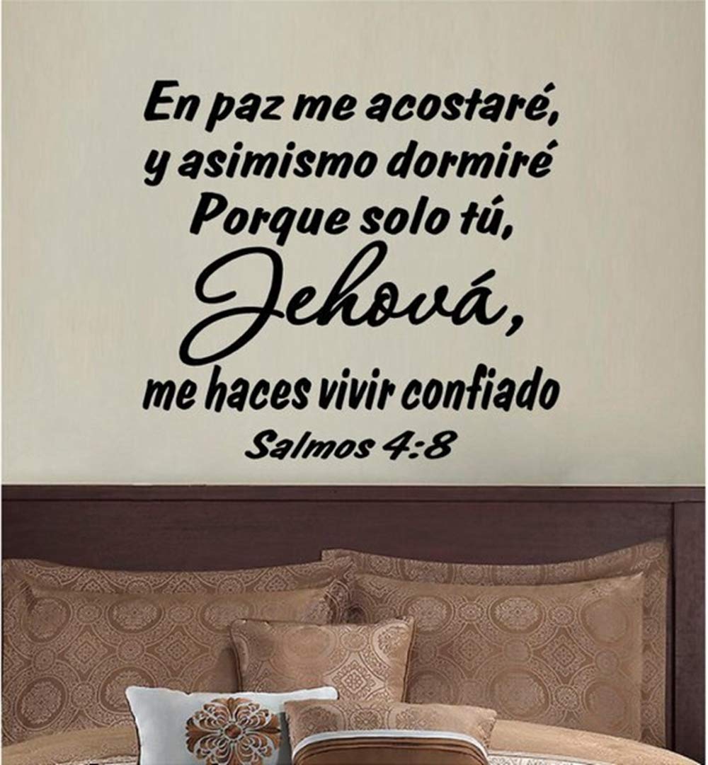 Bidsu Decals Stickers Wall Words Sayings Removable Lettering Spanish Quote Wall Decal Bible en paz me acostare y asimismo dormire porque Solo tu for Living Room Bedroom