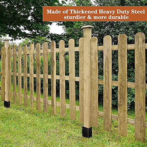 SEKCEN 6 PCS FENCE POST ANCHOR GROUND SPIKE 4X4 METAL POST STAKE 24 INCH FOR MAILBOX DECK RAILING BLACK