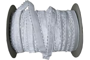 AUNHIRU 7/16 Inch Picot Edge Lingerie Elastic Ribbon Stretch Lace Sewing Elastic Band for lace 5Yards (White)