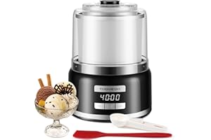 TWOMEOW Ice Cream Maker, Automatic 2 Quart Ice Cream Machine with Timer, Double Insulated Freezer Bowl Homemade Ice Cream, Frozen Yogurt, Gelato, Sorbet Maker for Home, Black