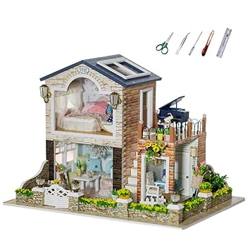 Amazon Com Taimot Dollhouse Miniature Diy House With Led Light
