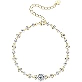 PROSTORY Moissanite Link Bracelet, 3.08cttw D Color VVS1 925 Sterling Silver Adjustable Dainty Flower Bud Design Bracelets for Women Wife Mom Birthday Jewelry Gifts