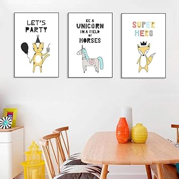 Lienzo Nordico Pintura De Dibujos Animados Caballo Tigre Cartel De