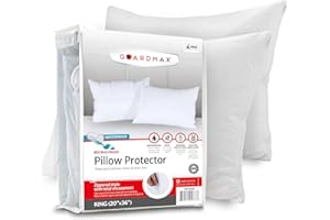 Guardmax Jersey Knitted Pillow Protector with Zipper King Size - 4 Pack - 100% Waterproof, Bed Bug Proof, Dust Mite Proof, & Hypoallergenic Pillow Covers - Premium Zippered Pillow Cases. (20 X 36)