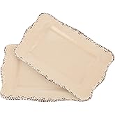 LOK-OSEMILE Gourmet Art Crackle Set of 2 Melamine Rectangular Serving Trays/Platters Cream 17"