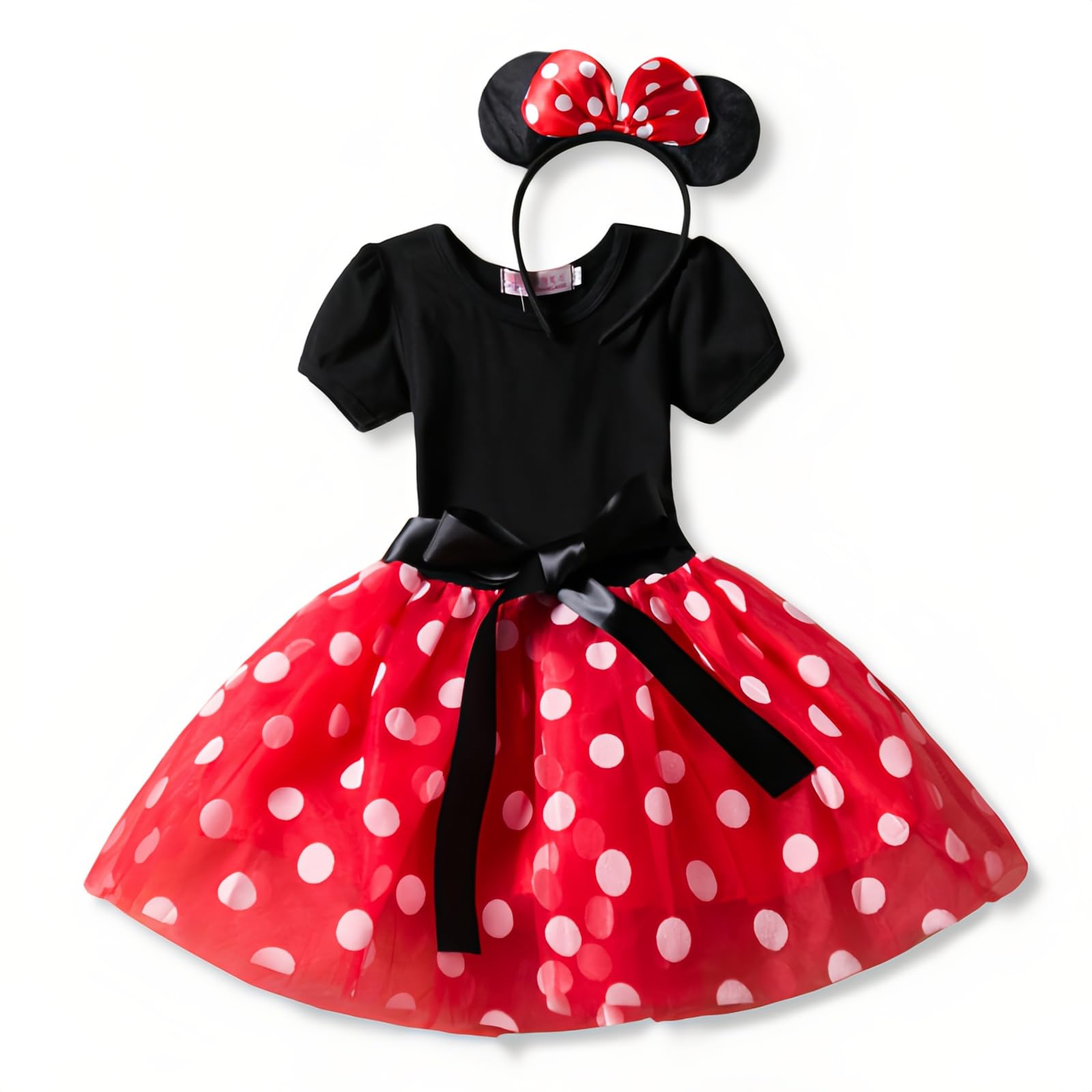 Photo 1 of Nileafes Girls Princess Mini Mouse Costume Toddler Birthday Party Fancy Dress Up (1-2 Years,Red)