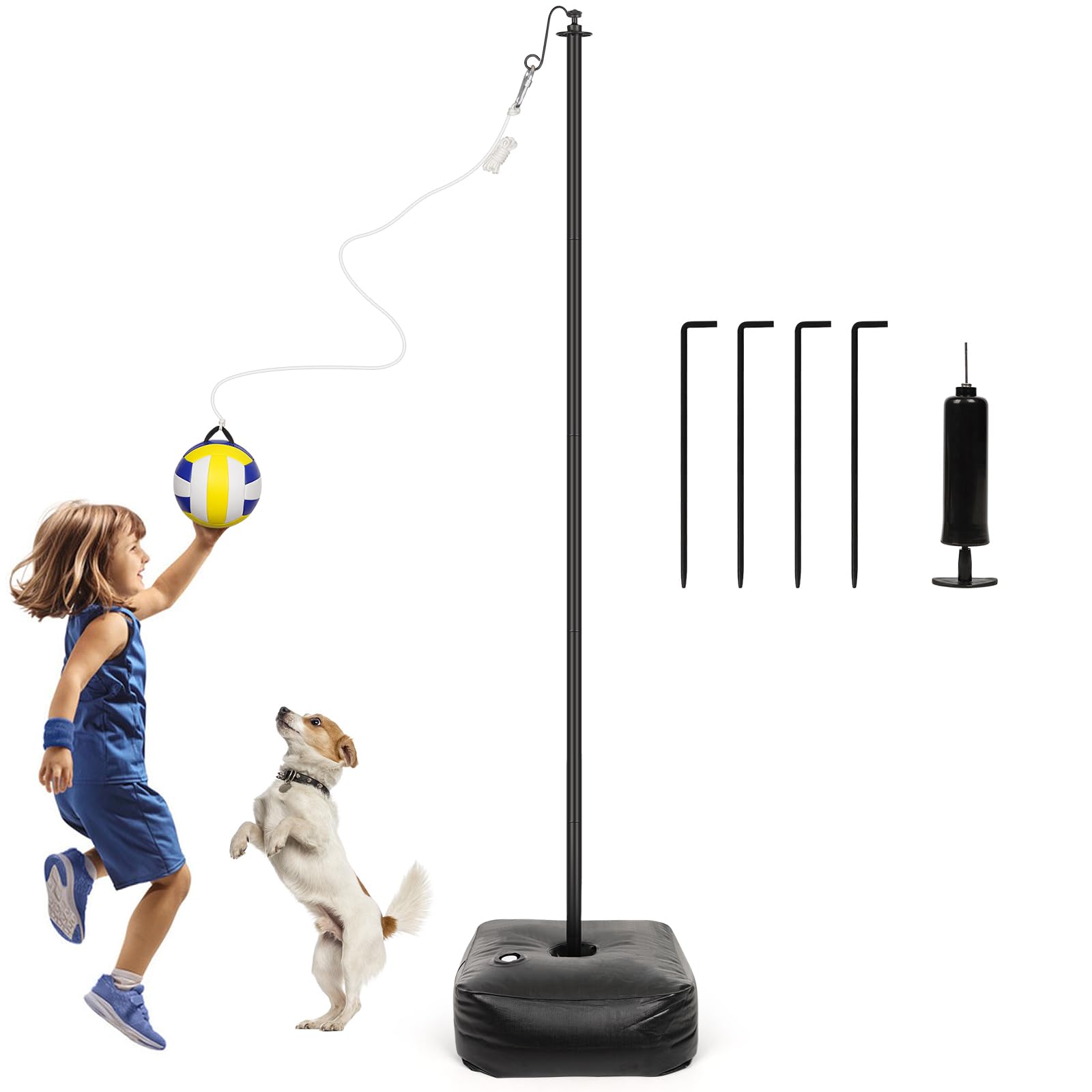 Photo 1 of Whiidoom Tetherball Ball and Rope, Tether Balls and Rope Set with Pole, Tetherball Set for Playground, Backyard, Outdoor Games for Adults and Family