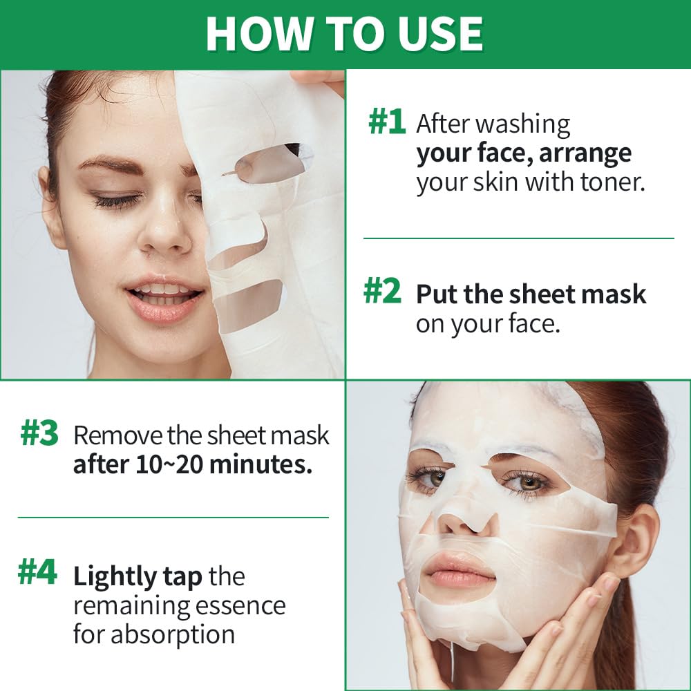 EUNYUL [PACK OF 12] Daily Care Facial Sheet Mask Pack 12 types Korean Skincare Hydrating & Nourishing & Natural Ingredients for All Skin Types