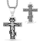 VASSAGO Cross Necklace for Men Women, Crucifix/Orthodox Cross/Cruz de Caravaca Pendant Necklace Amulet Catholic Christian Religious Jewelry Gift