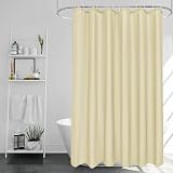 EurCross Beige Shower Curtain 180x180cm Mould Proof Washable Quick Dry
