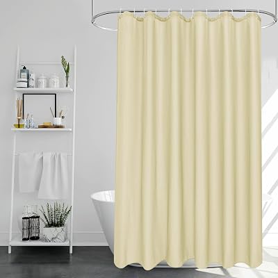 EurCross Beige Shower Curtain 180x180cm Mould Proof Washable Quick Dry