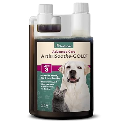 NaturVet ArthriSoothe-GOLD Level 3 Advanced Joint Care for Dogs and Cats, 32 oz Liquid , Made in USA