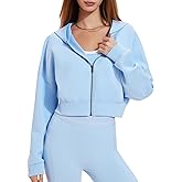 Airfree Womens Zip Up Hoodies Cropped Sweatshirt Workout Long Sleeve Jackets Hooded Y2K Casual Coat for Women