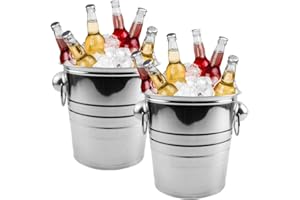 2 Pack Ice Bucket Silver 3L Beverage Tub with Handles Galvanized Metal Ice Bucket Drink and Wine Chiller for Bar Party BBQ Gr