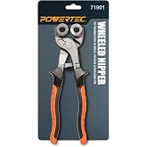 POWERTEC Wheeled Tile Nippers for Glass, Ceramic, Porcelain, and Mosaic - Ergonomic Soft Grip, Heavy Duty 22mm Tungsten Carbide Scoring Wheels Cuts and Trim Tile Up to 1/4&rdquo; (71901) 1 Pack