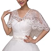 Vivivalue Lace Wedding Wrap Shrug Shawls Stole Boleros Cape Capelet Rhinestone Bride