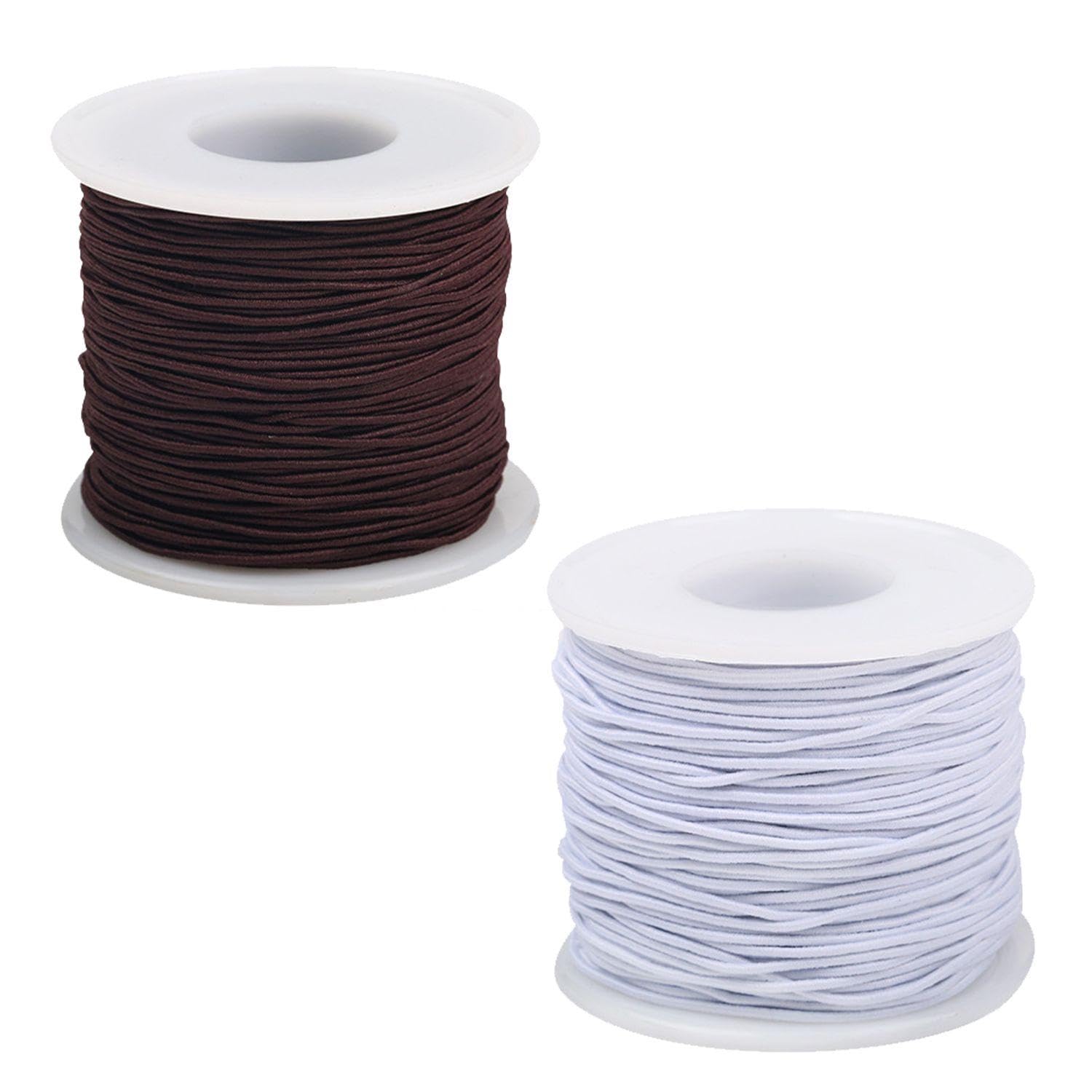 FFDHWU 2 Rolls Of Core-Spun Elastic Cord, Bracelet Elastic, Nylon Bracelet Elastic, Nautical Rope Elastic Bracelet, Nylon Elastic