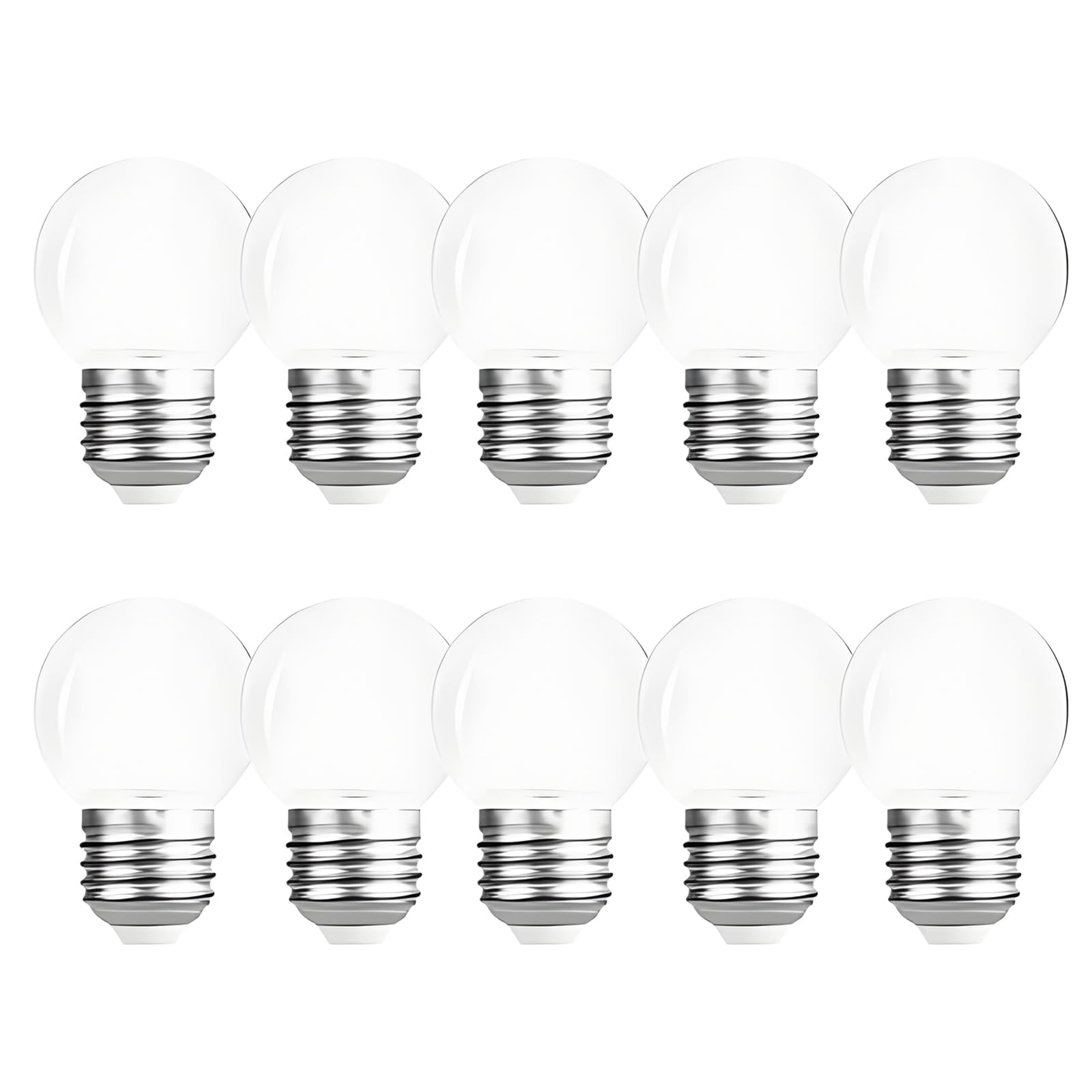 HUAMu 10 Pack E27 Edison Screw LED Bulbs, 2W(20W Halogen Equivalent) Warm White 2700K, Transparent Cover, Mini Golf Ball Light Bulb, for Outdoor Indoor String Wedding, Party, Christmas
