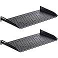 RackPath 1U Cantilever Universal Rack Shelf - 10in Deep – Rackmount Shelf for 19’’ AV/Network Equipment Racks – 55lbs Capacity - 2Pack