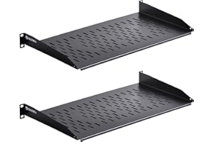 RackPath 1U Cantilever Universal Rack Shelf - 10in Deep – Rackmount Shelf for 19’’ AV/Network Equipment Racks – 55lbs Capacity - 2Pack