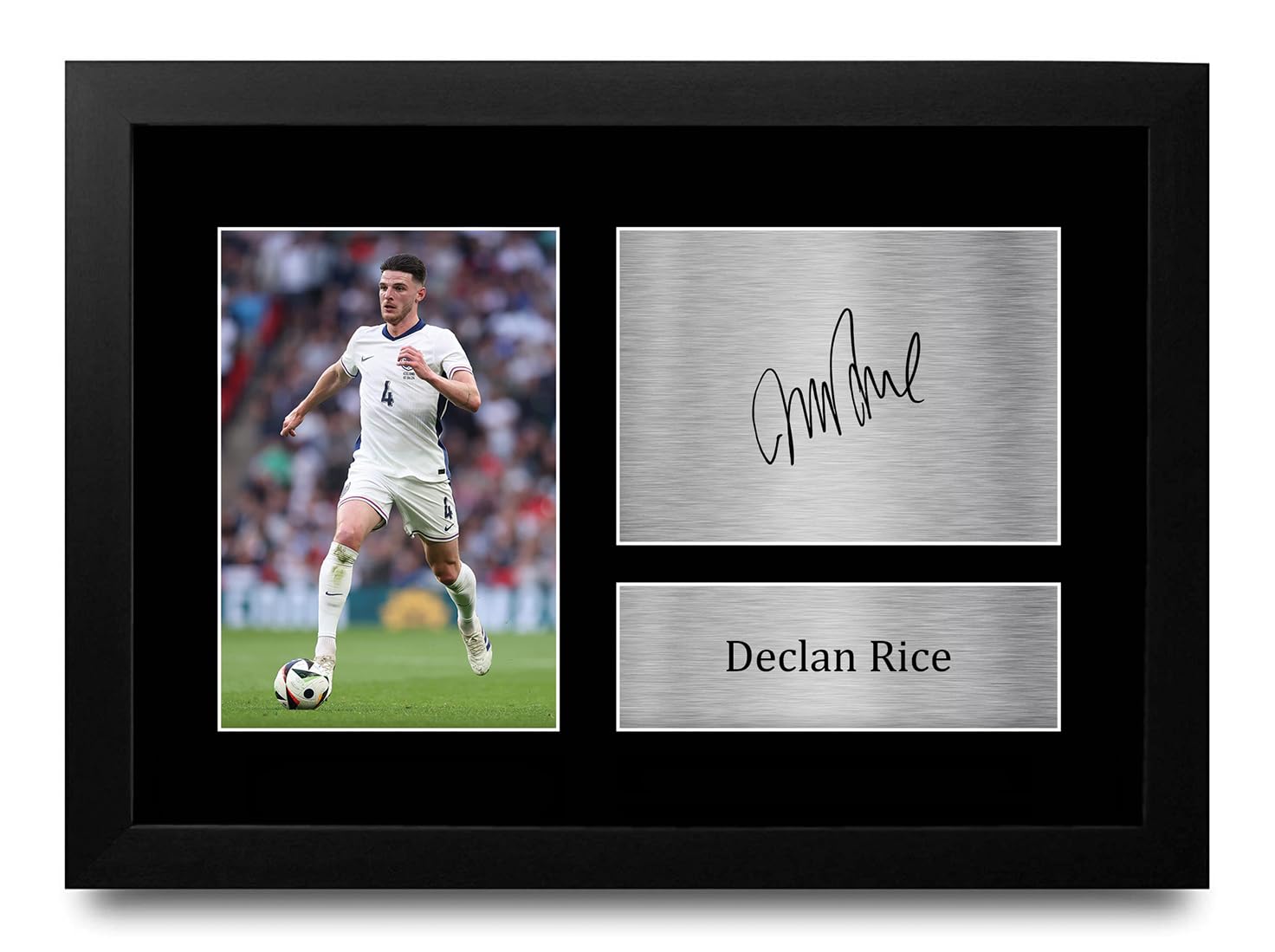 HWC Trading FR A4 Declan Rice England Gifts Printed Signed Autograph Picture for Football Fans and Supporters - A4 Framed