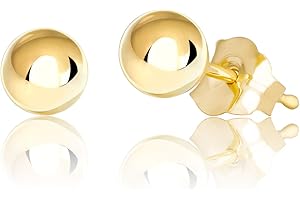 Honolulu Jewelry Company 14K Real Gold Polished Round Ball Stud Earrings, 2mm - 10mm