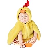 AUJUBUY Baby Chick Costumes Halloween Cute Infant Toddler Girl Boy Duck Costume Cape Sleeve Fuzzy Romper+Striped Leggings