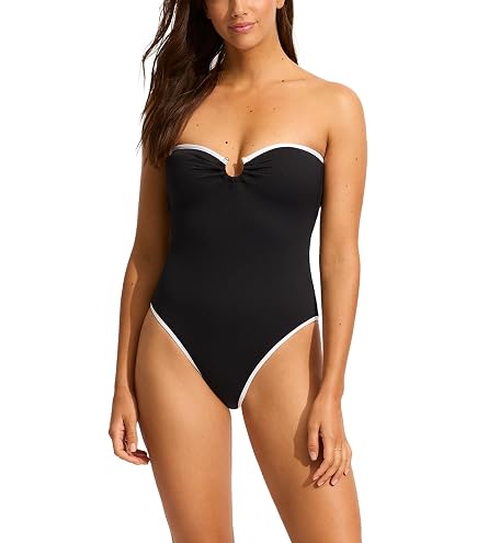 Seafolly Women's Active Deep V Plunge Maillot One Piece Swimsuit