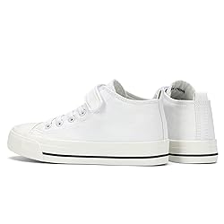 Fefoe Girls White Sneakers Boys Tennis Canvas Shoes