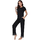 WiWi Pajamas for Women Pajama Sets Super Soft Short Sleeve Loungewear with Pants Cooling Pjs Lounge Set S-XXL