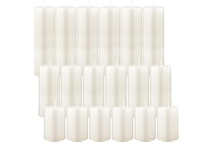 18 Pcs Pillar Candles Bulk Set of 3 Long Burning Wax Pillar Candles 2 in x 3, 4, 6 Inch Dripless Unscented Smokeless for Wedd