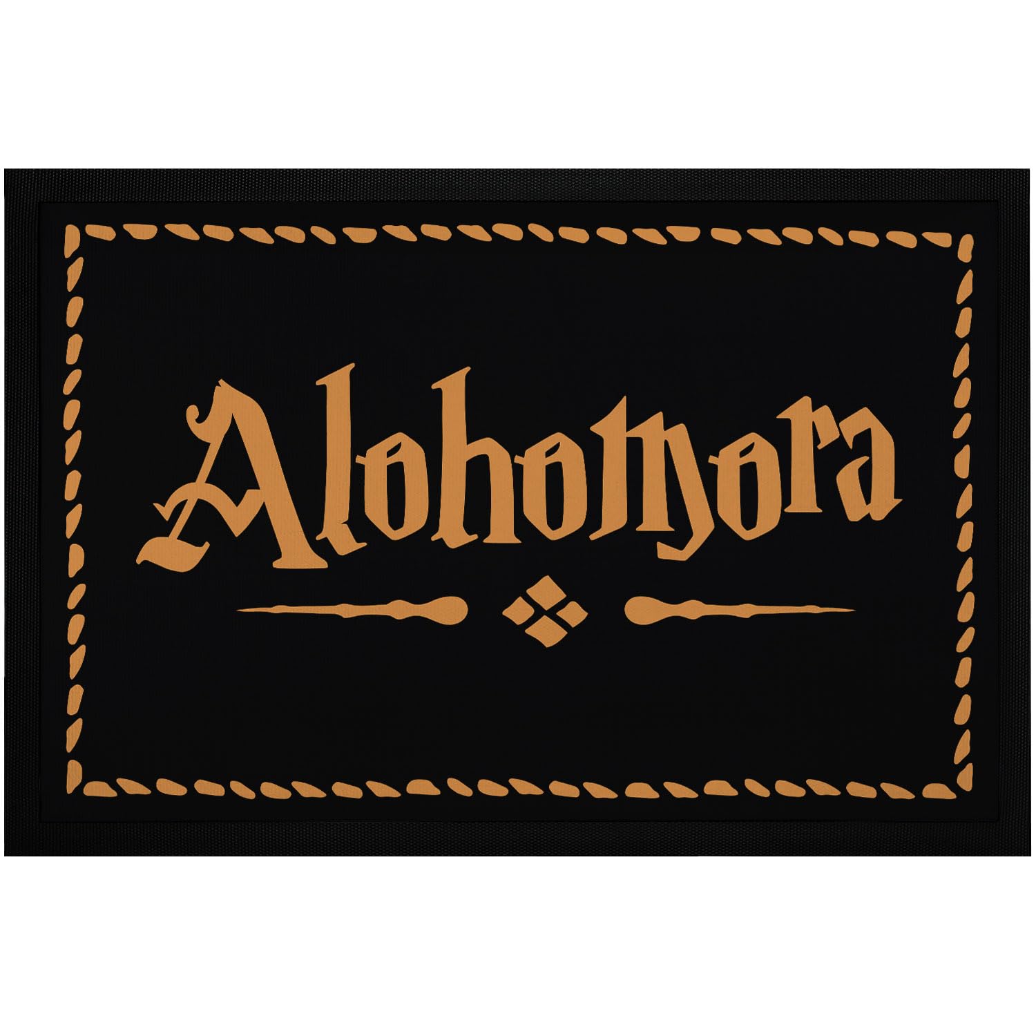 MoonWorks® Door Mat with Wording Alohomora for Fantasy Fans Spell Non-Slip & Washable Black 60 x 40 cm