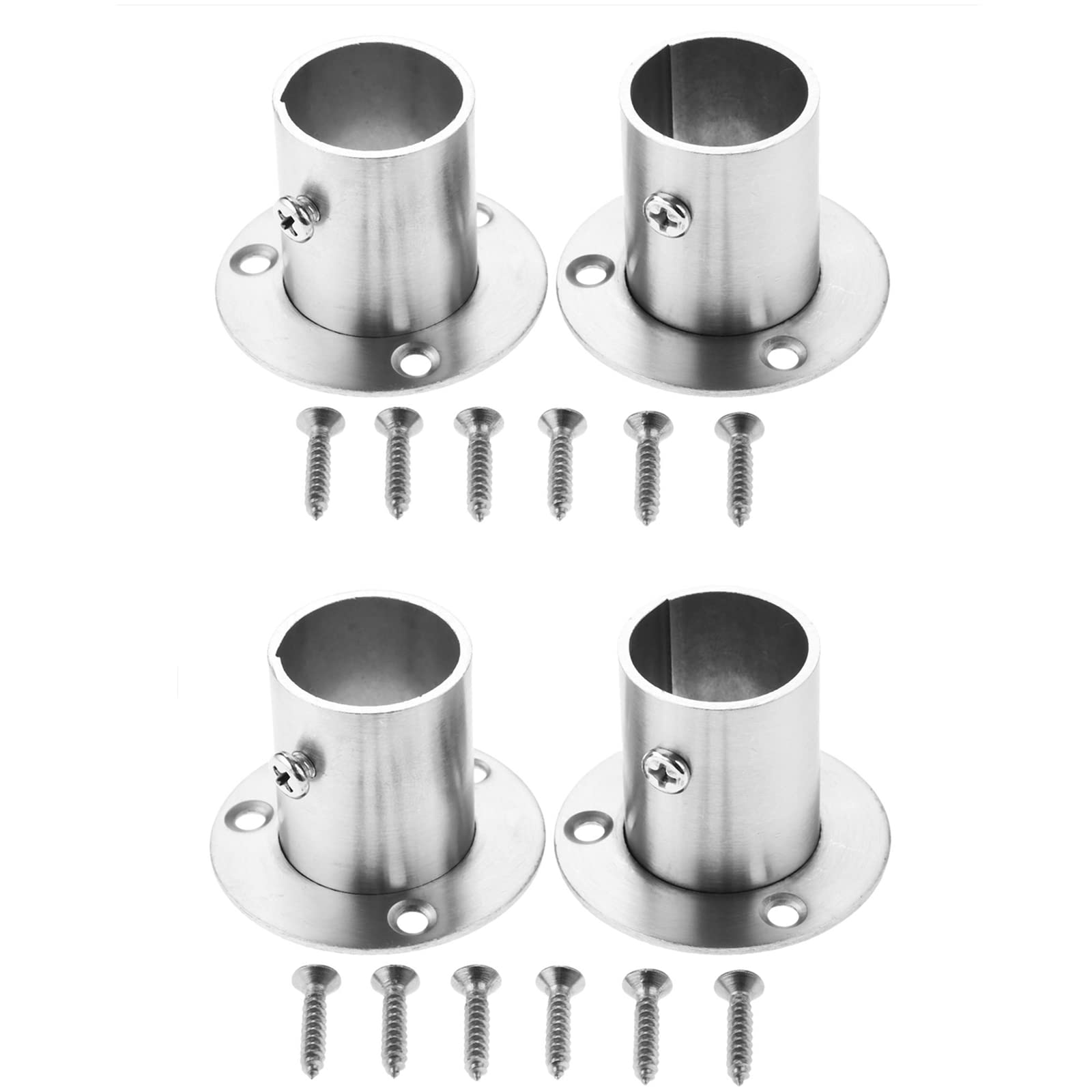 Hicello Pack of 4-25mm Pole Brackets, Stainless Steel Clothes Rail Bracket Supports, Shower Curtain Rail Holder, Pipe Bracket, Oven Holder