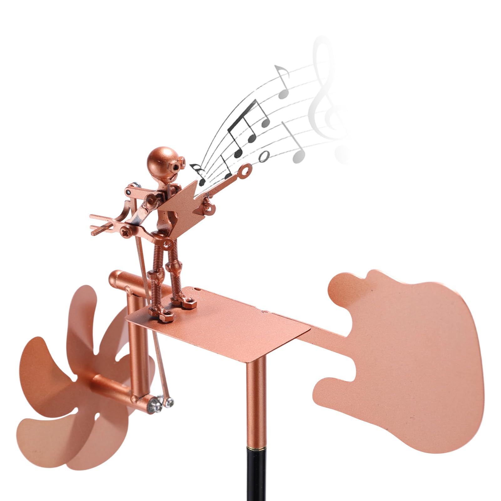 Lyreh Handmade Metal Guitarist Windmill, Drummer Wind Chime Sculptures & Spinners Rockband Wind Mill Unique Rockin Art Figurine Guitar Rock Band Music Lover Gift Decor for Lawn Garden Yard Patio