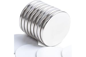 MAGXCENE Strong Neodymium Disc Magnets with Double-Sided Adhesive, Round Rare Earth Magnets, Large Thin Magnets for Fridge, Craft, Office, Industrial, Scientific, 1.26 inch x 1/8 inch, 8 Pack