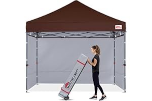 MASTERCANOPY Heavy Duty Pop-up Canopy Tent with Sidewalls (10x10,Brown)