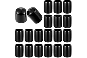 INNOHHUSTLE 20 Pcs 3/4" Rubber Caps and Plugs, Round End Cap for Metal Tubing Protective Rubber Caps Black Vinyl Cover Screw Thread Protectors Assortment Kit for Metal Tube Rod Bolt Screw