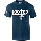 Rooted in Christ Tree Roots Mens Christian Short Sleeve T-Shirt Graphic Tee