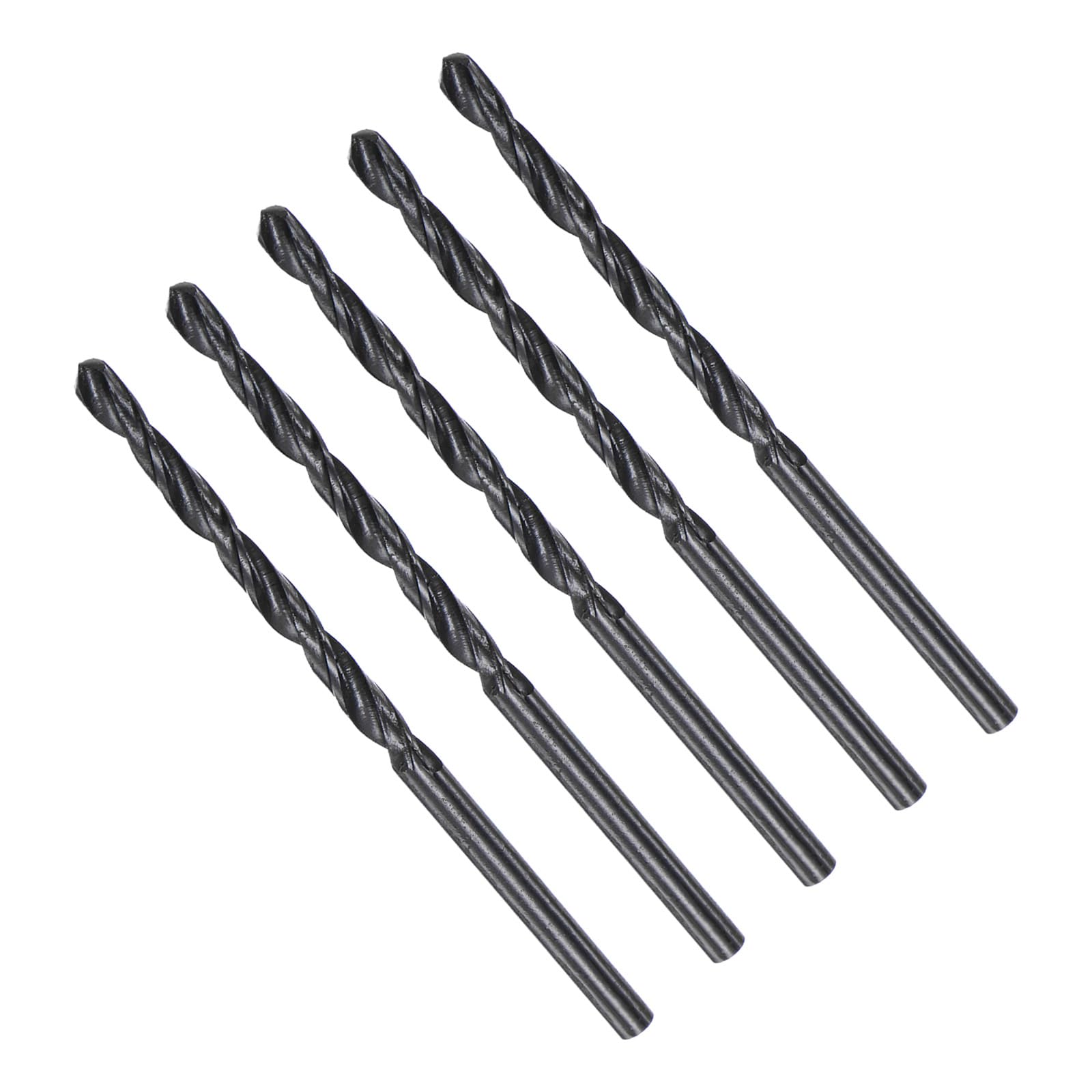 CoCud Twist Drill Bits, 2.9mm Cutting Diameter 0.11" Shank, High-Speed Steel Black Oxide Coating Jobber Bit Set (Applications: for Metal Wood Plastic), 5-Pieces