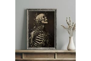 1pc Classical Plant Skeleton - Retro Gothic Printed Canvas Poster, Suitable for Living Room, Bedroom, Bathroom, Dining Room. 