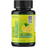 SAIKOU HERBS Citrus Bergamot 1110mg - 25:1 Extract - High Potency Supplement with Black Choke Berry, Niacin, Olive Leaf & Black Pepper Extract - Vegan - 60 Capsules