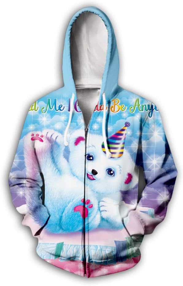 Unisex 3D Lisa Frank Printed Cartoon Hoodie Funny Hoodies Sweatshirt Drawstring with Pockets