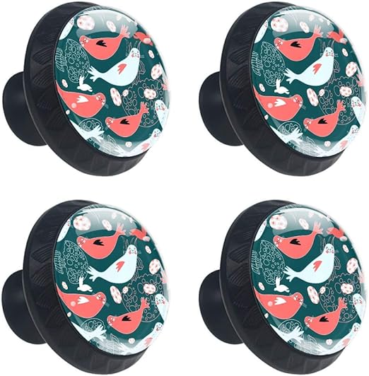 TIZORAX Sealife Seal Quallen Schublade Knöpfe Stoßgriffe 30mm 4 Stück