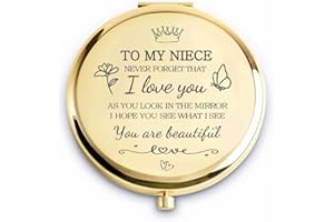 QUSTGO Niece Gifts from Aunt Uncle, Personalized Compact Mirror, Sentimental Gift for Birthday, Wedding, Graduation, Christmas, Stocking Stuffers, Secret Santa