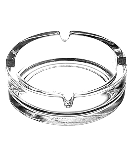 Favola Round Glass Ash Tray (11.98 cm x 5.99 cm x 11.98 cm, White, AT002)