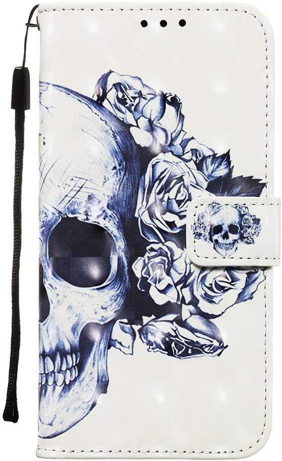 Phcases iPhone 11 Flip Stand Phone Case Cover,3D Colorful Painting Premium PU Leather Wallet Handset Shell Book style Cellphone Magnetic Closure & Card Slots Protective Pocket-Skull Head.