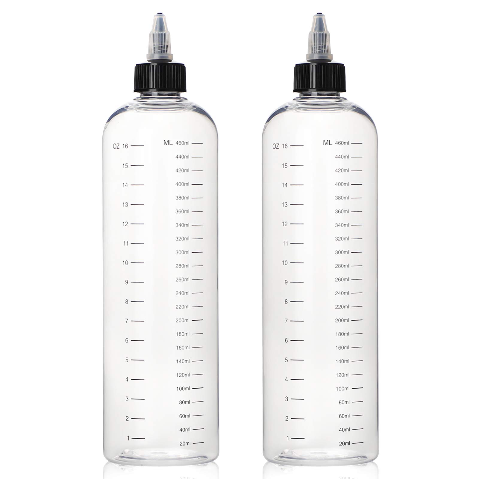 Photo 1 of Segbeauty 16.9oz Hair Dye Bottles, Measured Twist-On Top Tip Cap Hair Color Squeeze Bottle with Ratio Graduated Scale, 2pcs 500ml Refillable Empty Hair Color Applicator Bottle Dyeing Tool Transparent